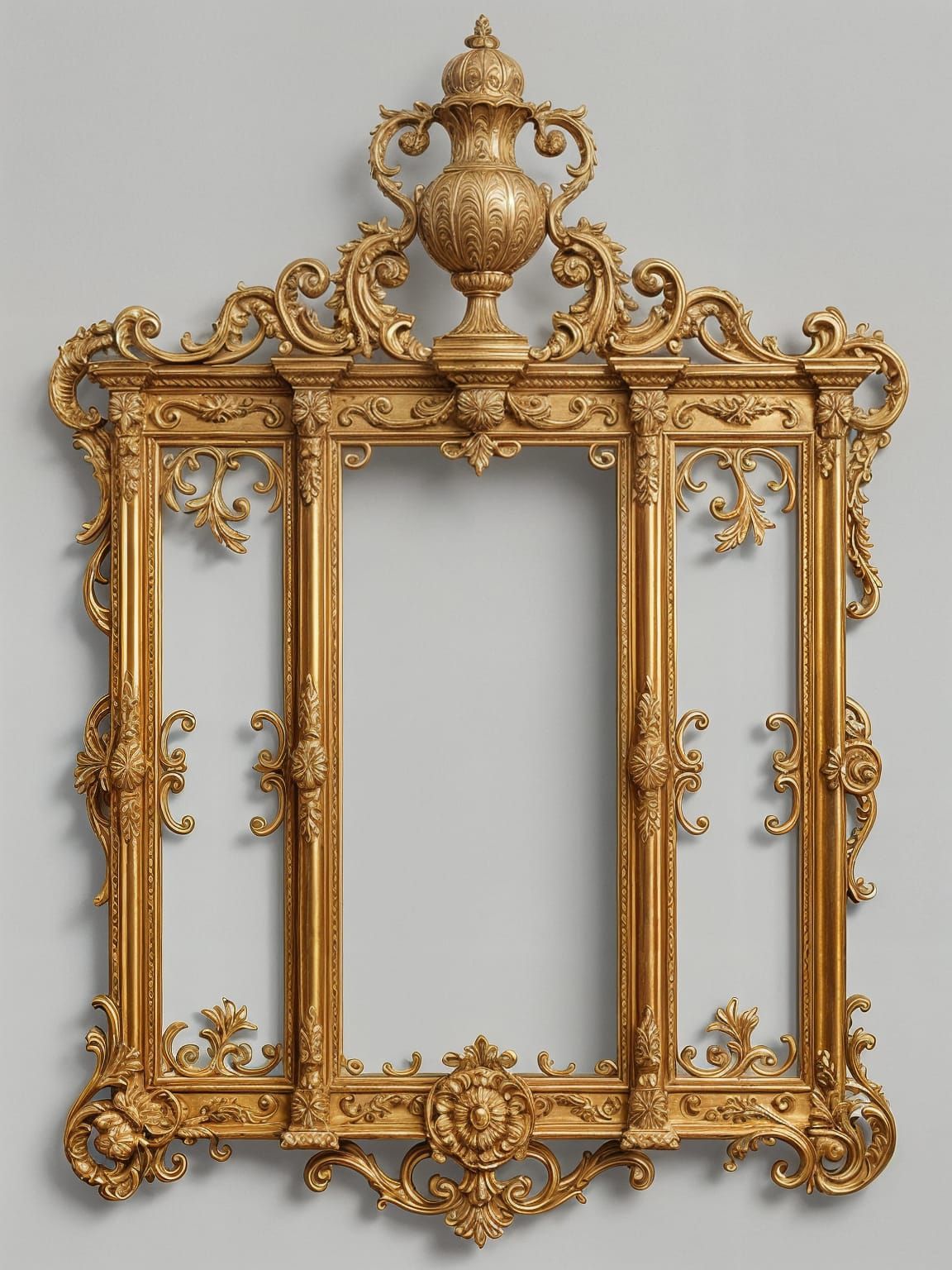 Baroque Triptych Frame with Golden Decorations and Acanthus ...