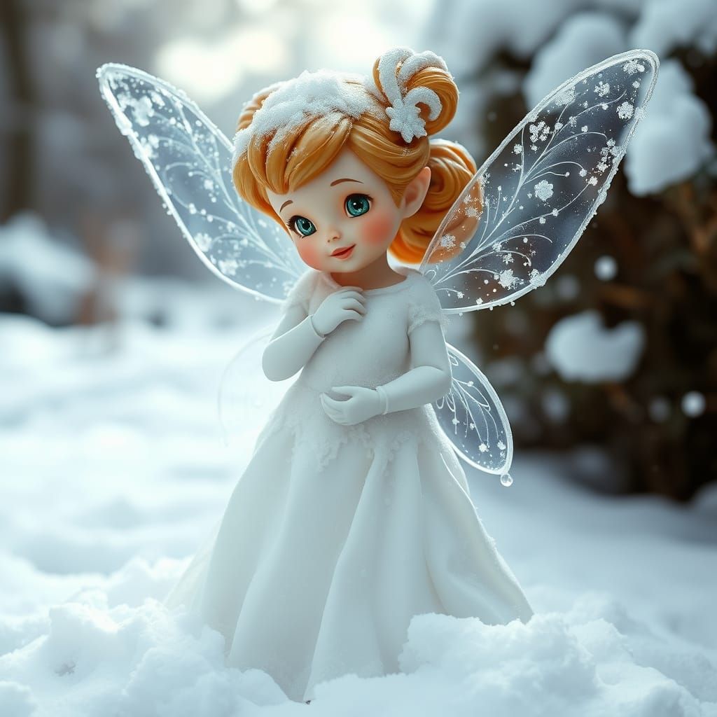 A very pretty snow angel that looks like Tinkerbell