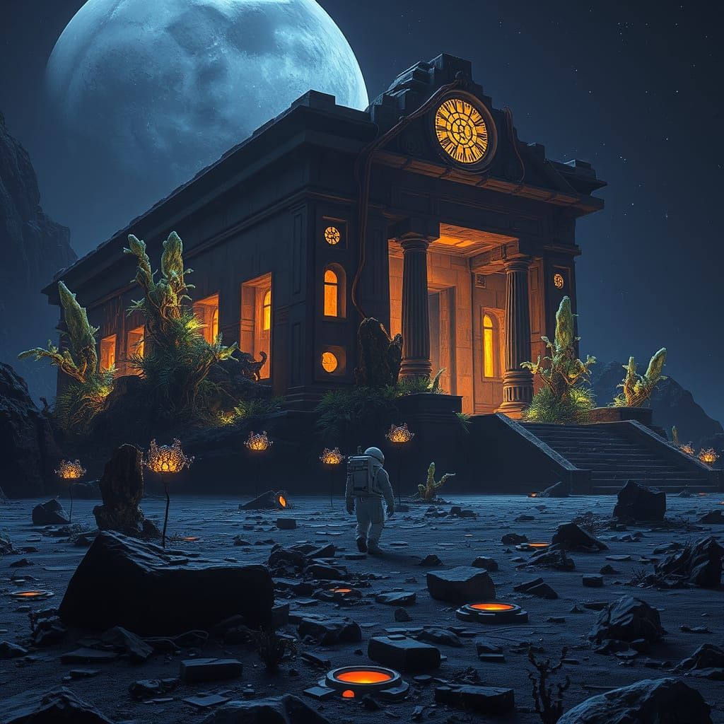 Astronaut Finds Ancient Glowing Temple on Moon