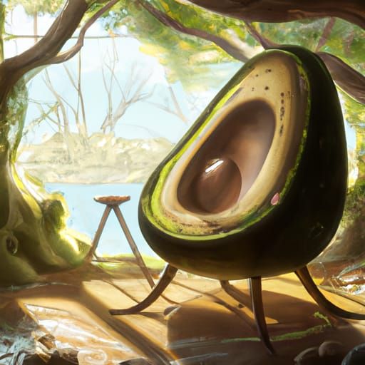 Avocado Chair in Studio Ghibli Anime Style