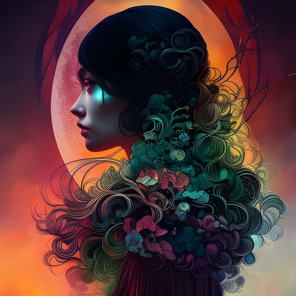 Mystical Goddess in Pastel Hues: Surreal Illustration