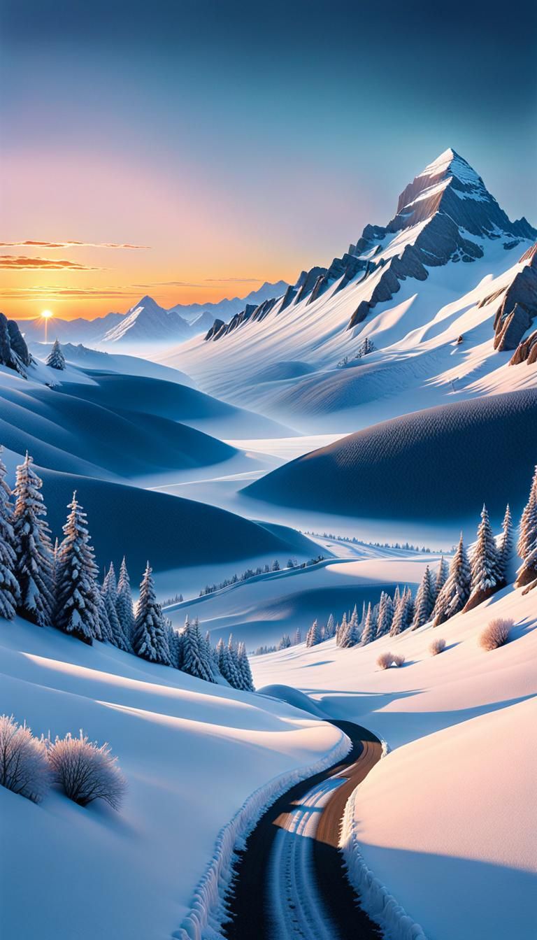 Surreal Winter Landscape Collage by Jesse Treece