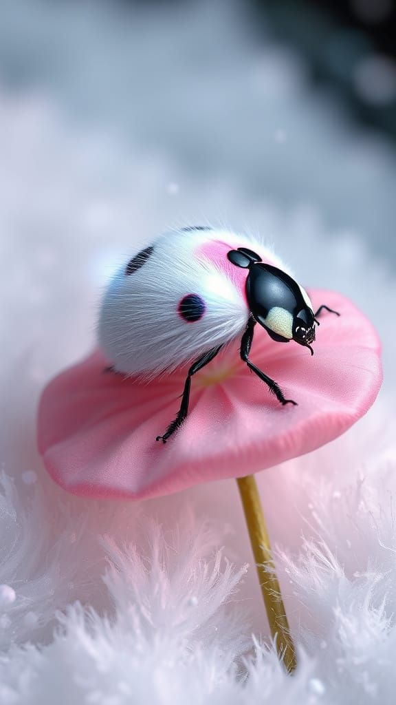 Luminous Ladybug in Plush Winter Wonderland