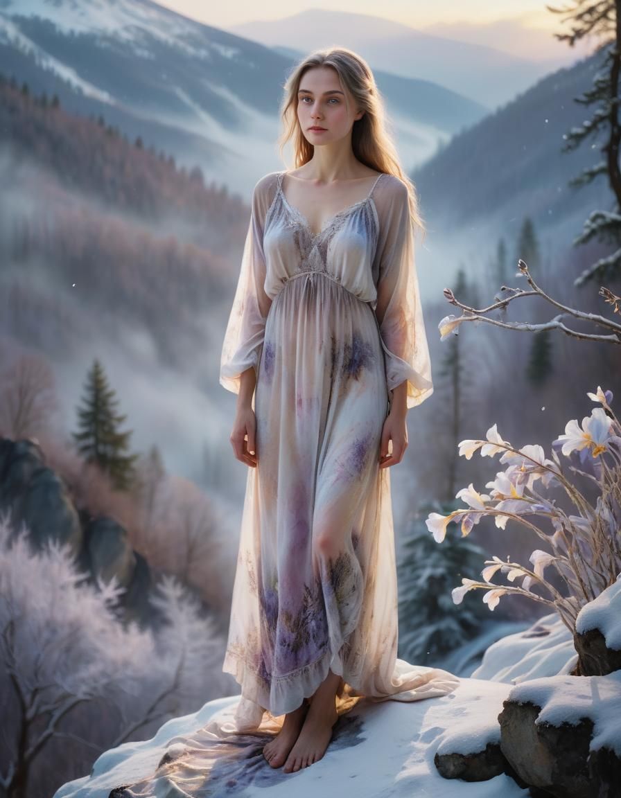 Ukrainian Woman in Flowing Nightie, Dark Romanticism