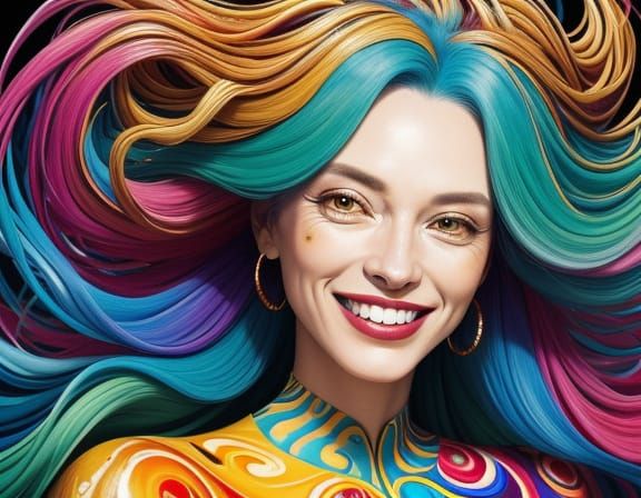 Vibrant Portrait of Eccentric Person Smiling