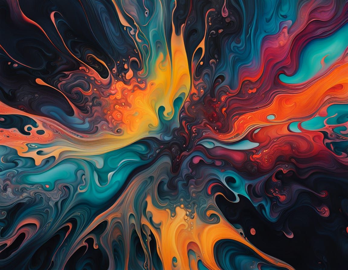 Vibrant Abstract Art in a Fluid Acrylic Pour Style