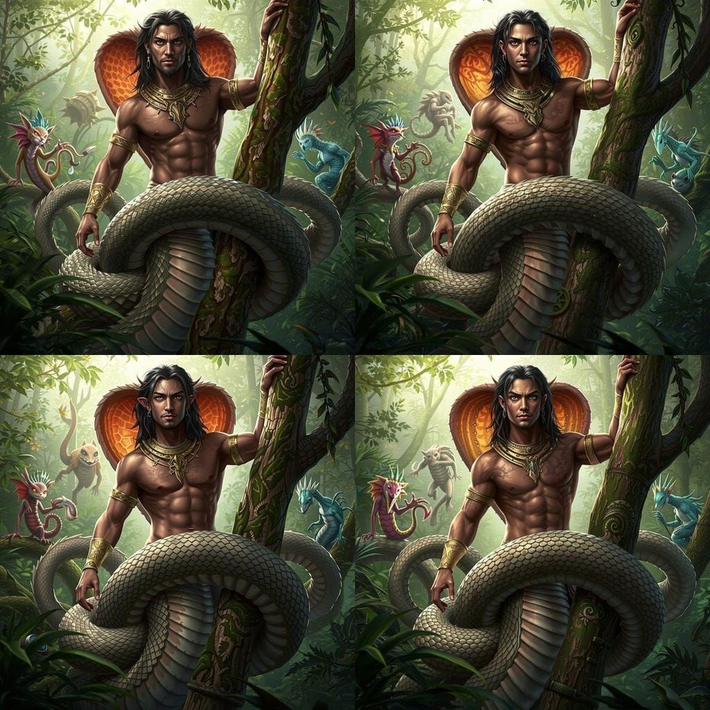 Majestic Male Naga Observes with Wisdom