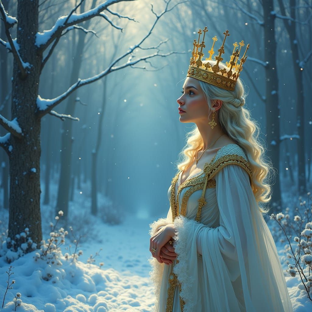 Golden Queen in Winter Kingdom: A Dreamlike Fantasy