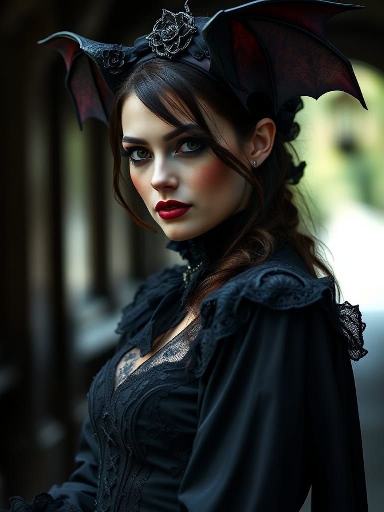 Vampire Bat Woman in Victorian Gothic Style