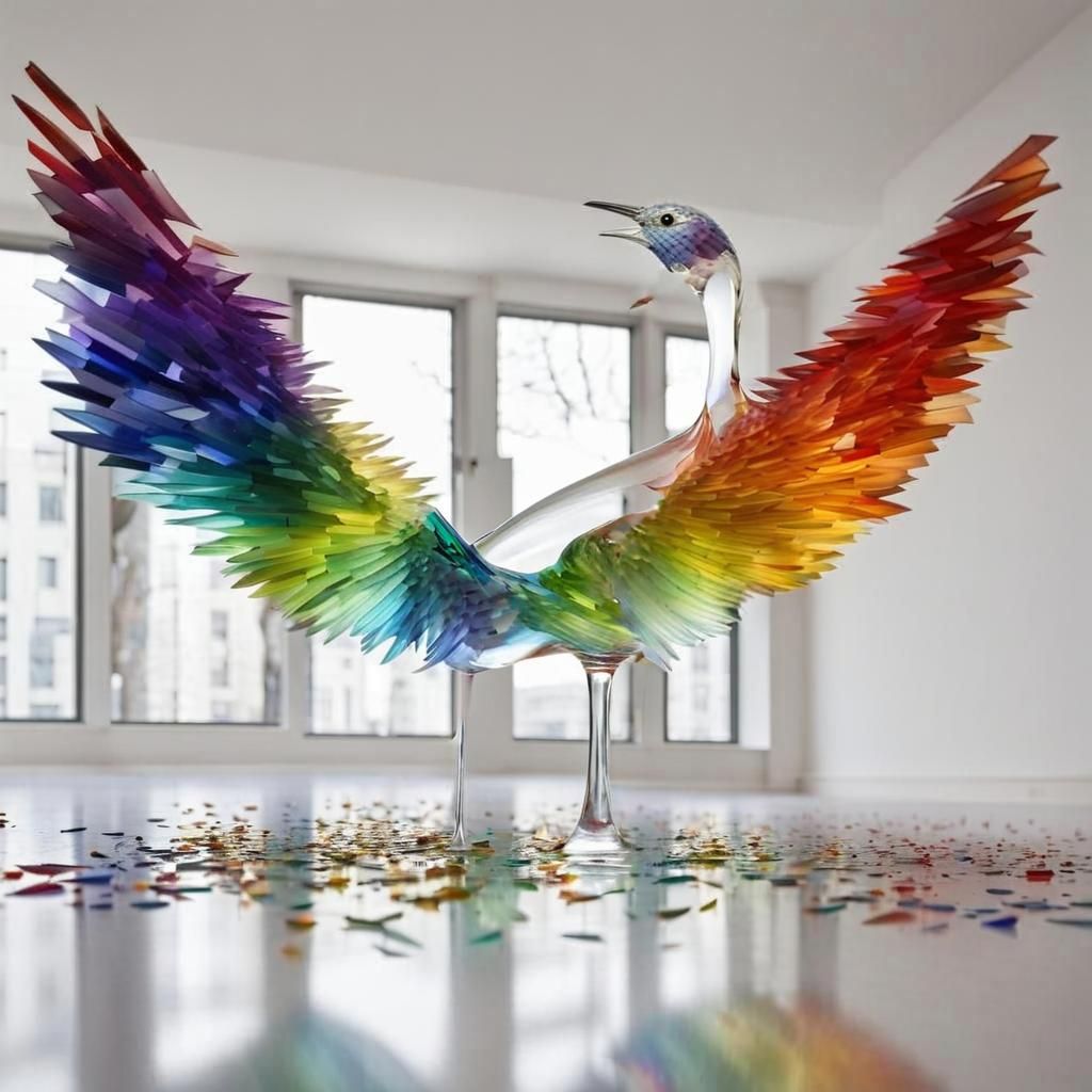 Abstract Glass Bird Sculpture