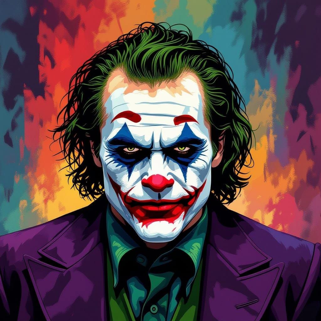 Heath Ledger Joker in Hyperrealistic Splash Art Style