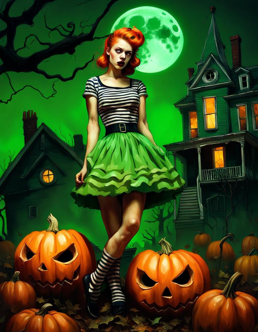 Halloween Portrait in Pin-Up Style