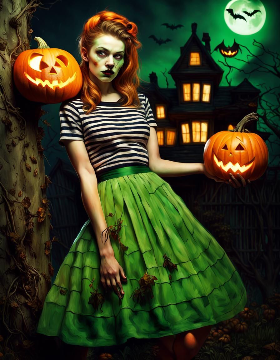 Halloween Pin-Up Portrait in Photographic Style