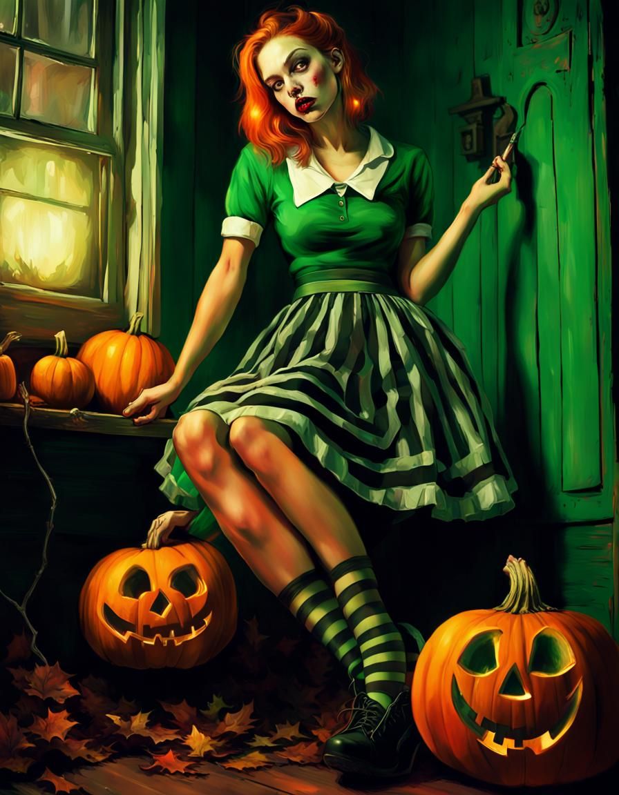 Halloween Portrait of a Girl in Photographic Style