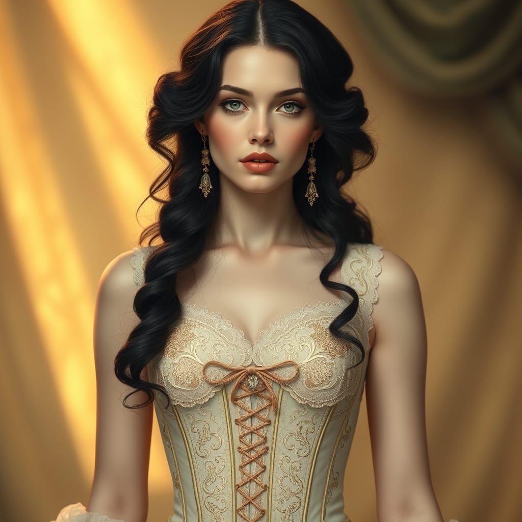 Romantic Victorian Woman in Intricate Corset