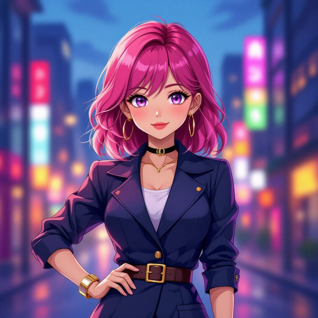 Marin Kitagawa Anime Portrait with Cityscape