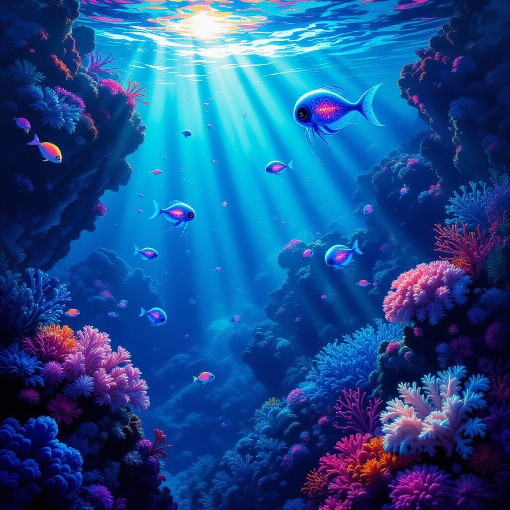 Surreal Bioluminescent Alien Coral Reef