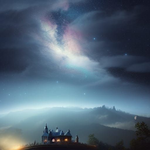 Epic Starry Night Sky Digital Matte Painting