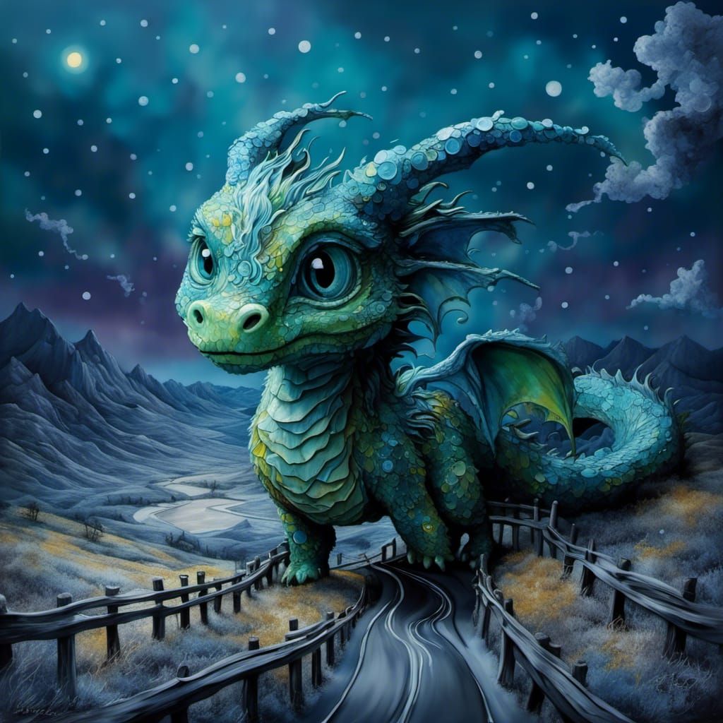 <lora:Ink Dragons2:1.0> Van Gogh's art painted by Tim Burton...