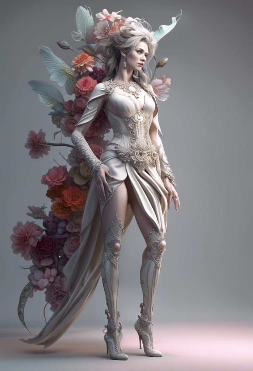 Stunning Flower Woman in Photorealistic Style