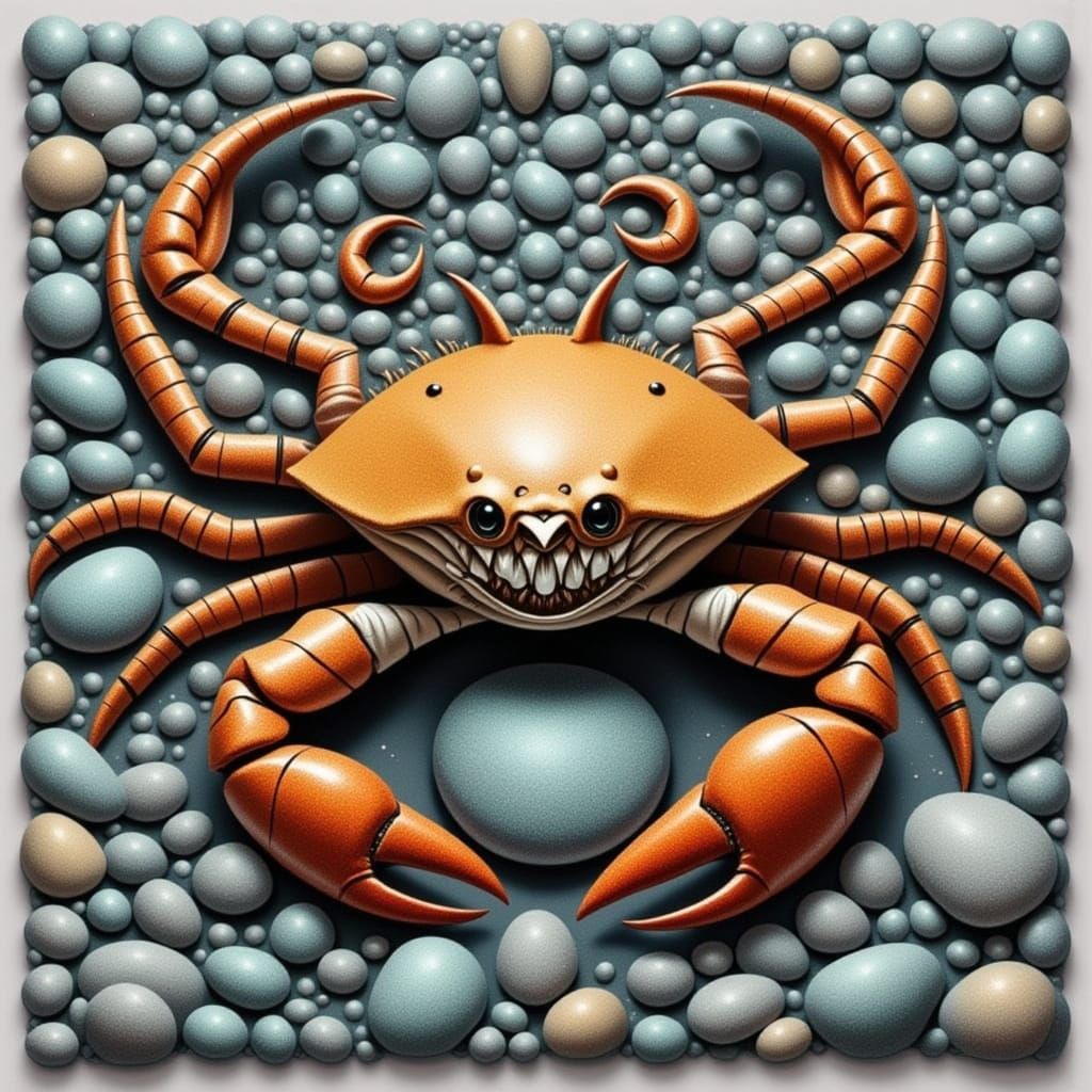 Gothic Black Beach Crab in Glittering Gore