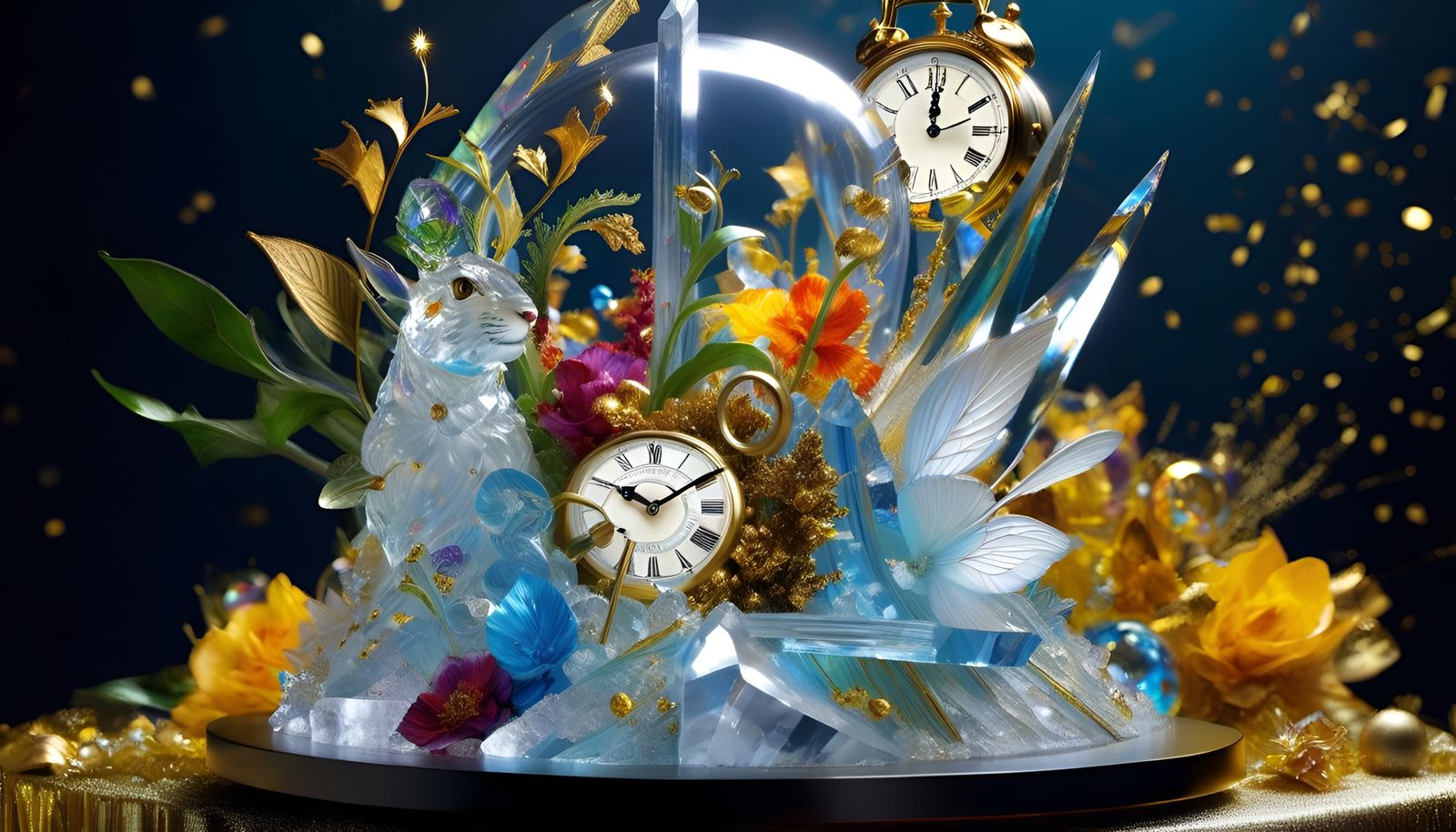 New Year's Ice Sculpture in Fantasy Style