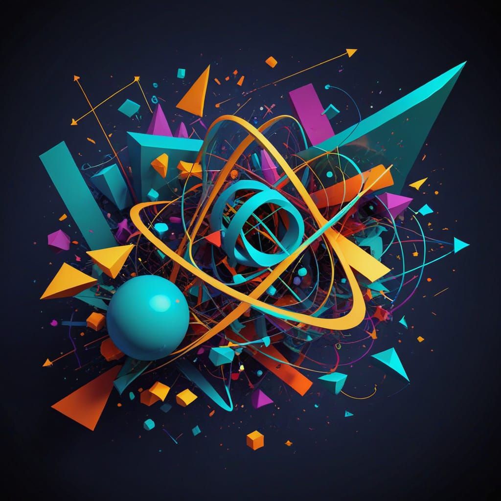 Geometric Physics Abstract in Vibrant Colors