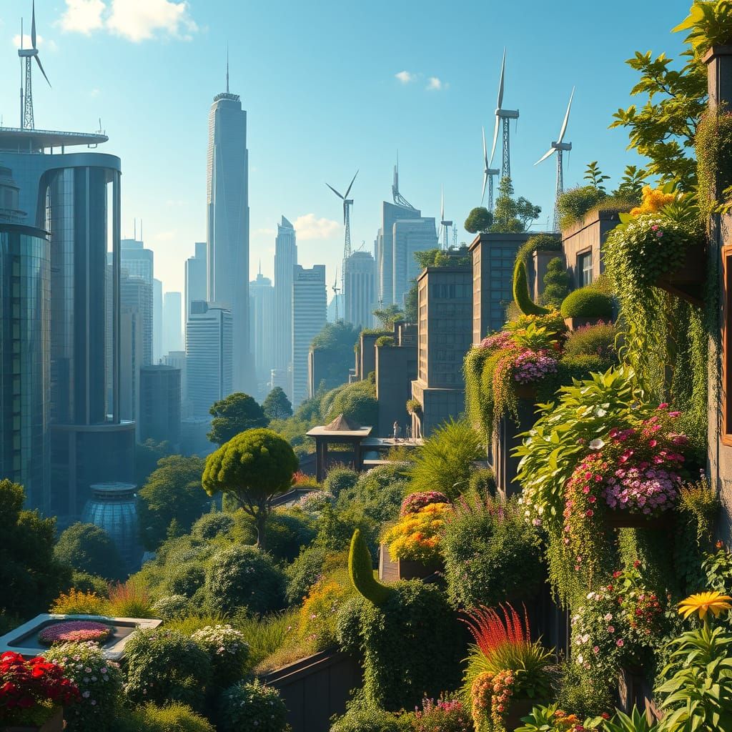 Sustainable Solarpunk Metropolis