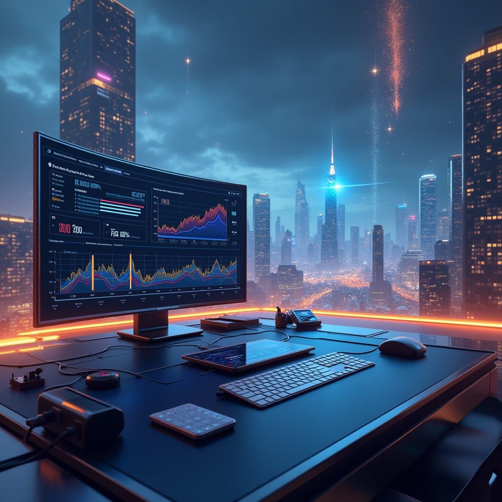 Cyberpunk Website Performance Dashboard in 8K Resolution