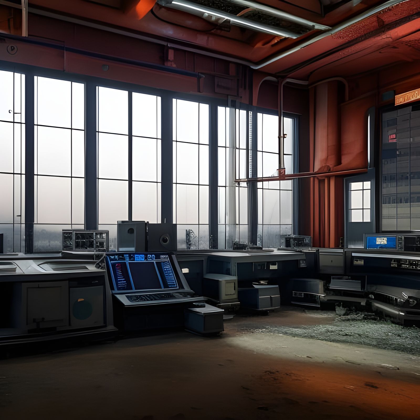Abandoned Power Plant Control Room: Matte Painting