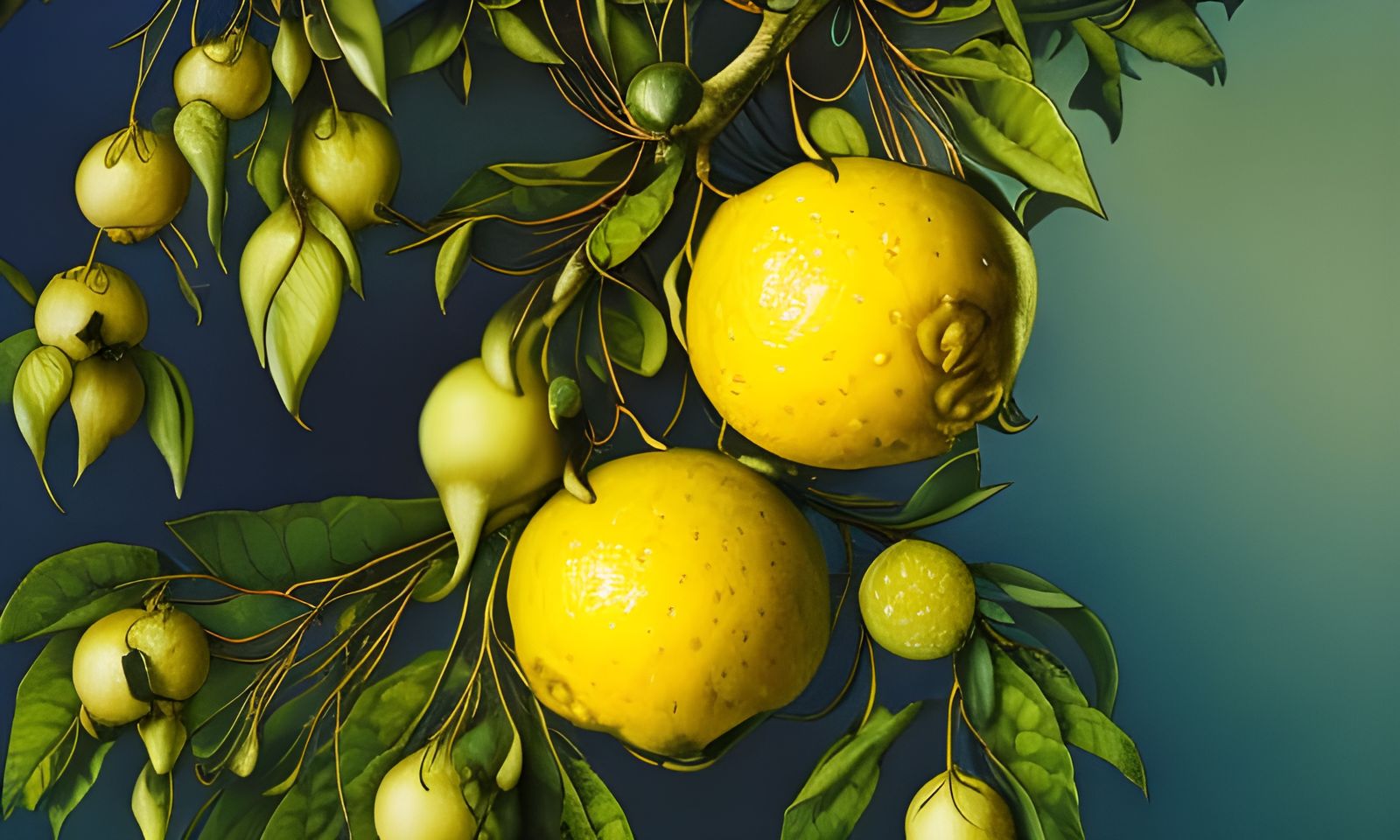Golden Lemons in Acrylic Inks Style