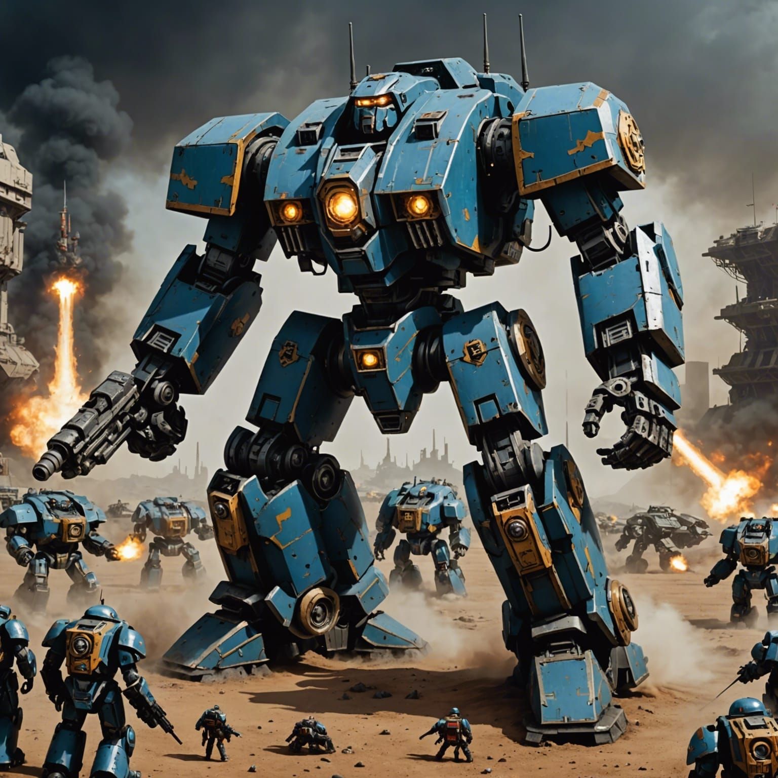 Grimdark 40K Dreadnought Titan Mech Battle