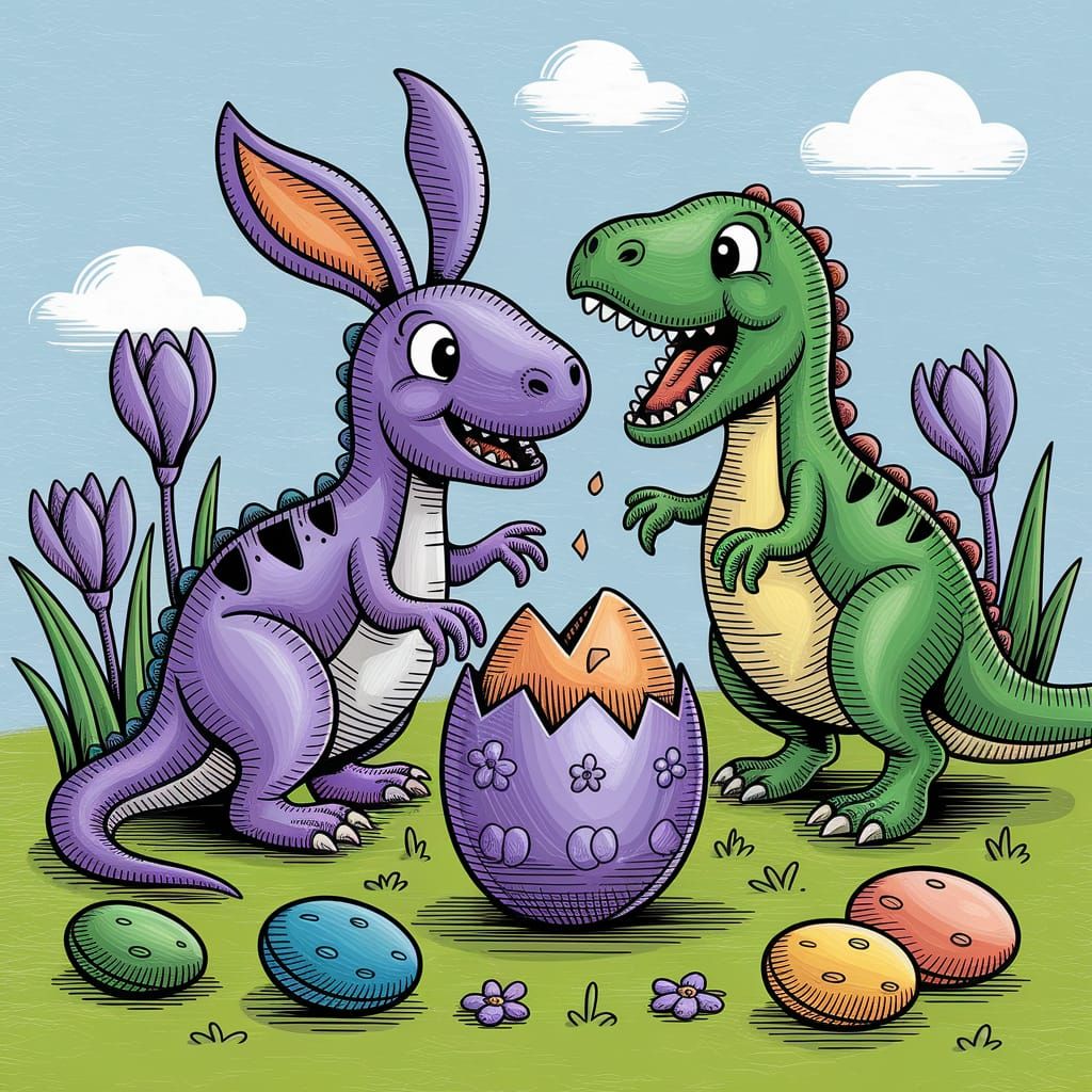 Whimsical Easter Surprise in Crosshatched Acrylic