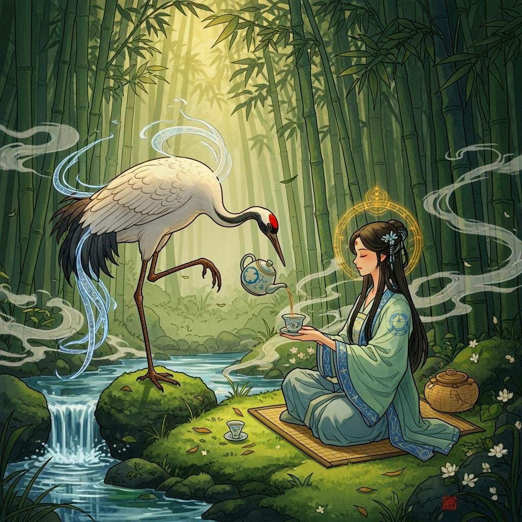 Ethereal Tea Ceremony in Bamboo Grove