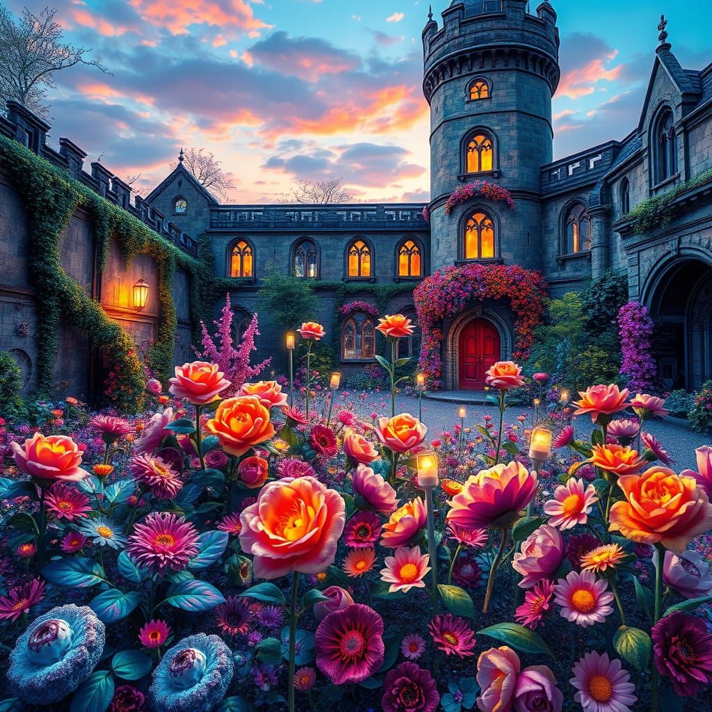 Castle Courtyard Flower Garden