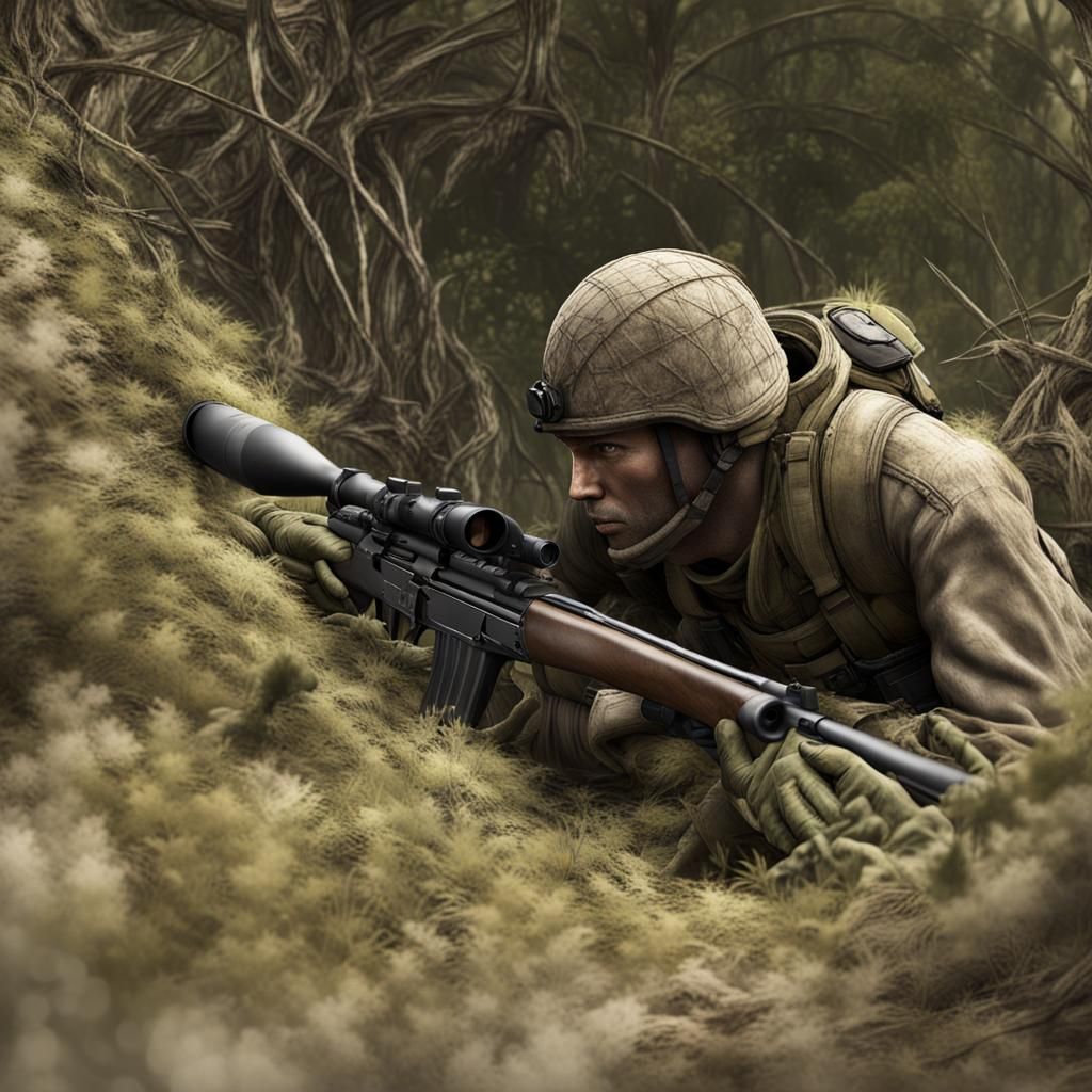Hidden Sniper in Wartime, Matte Painting