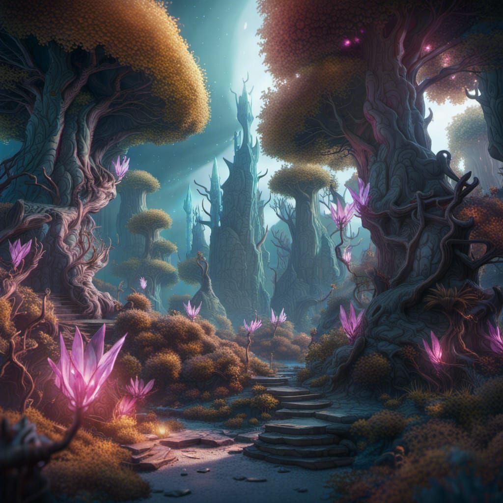 Crystal Tree Forest: Fantasy Concept Art