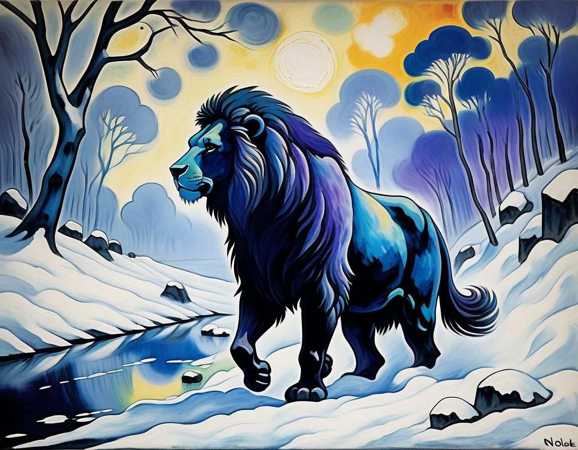 Lion in Expressionist Style