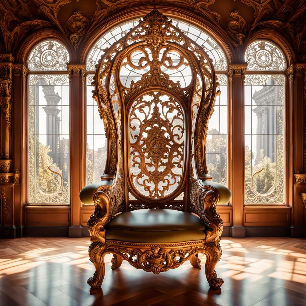 Ornate Art Nouveau Rococo Hybrid Throne