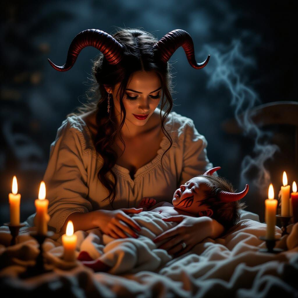 Demonic Infant in Fiery Nursery
