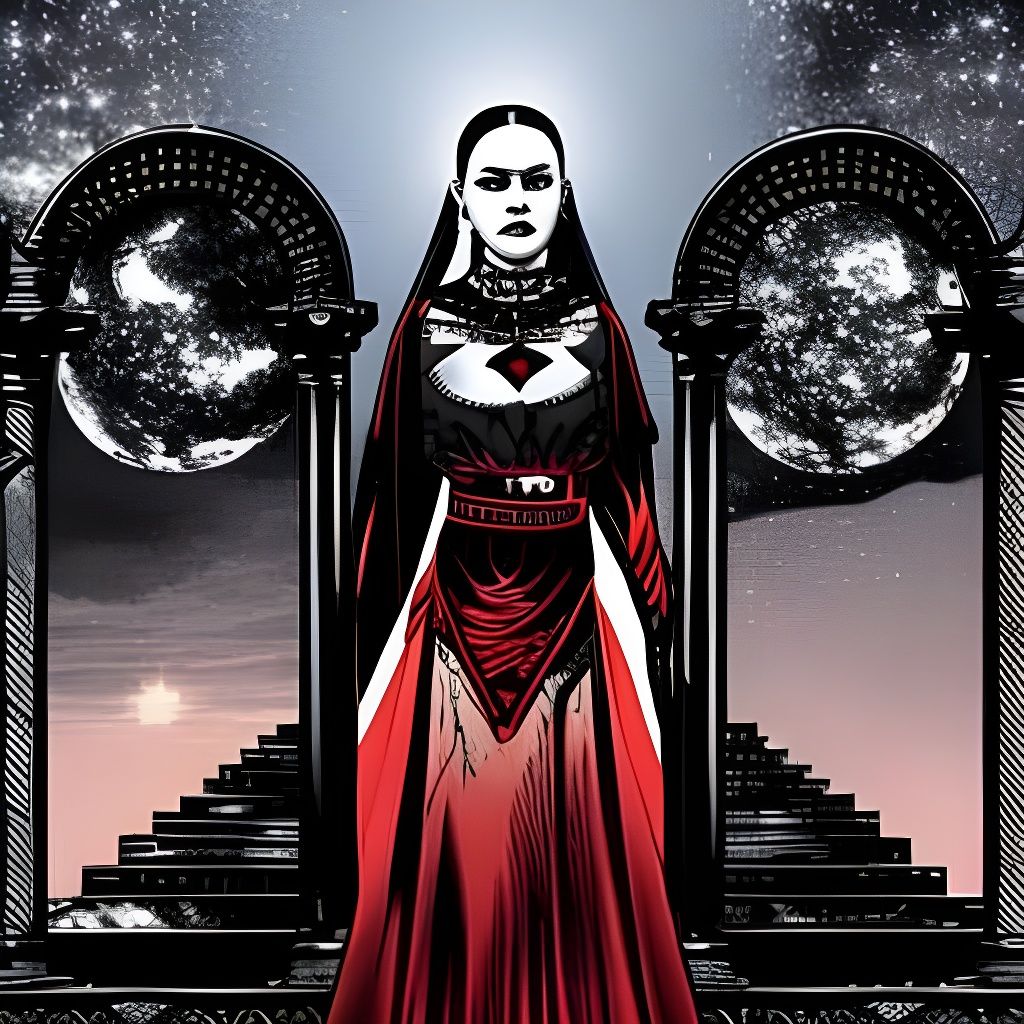 Gorgeous Goth Girl Portrait in Digital Comic Art Style