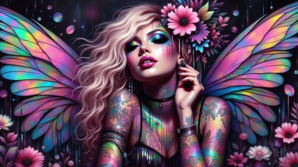 Fairy Punk Madonna with Glitch Effects