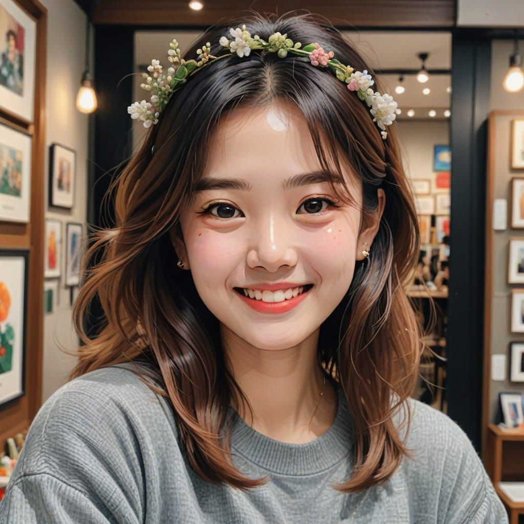 A Beautiful Woman Smiles Brightly