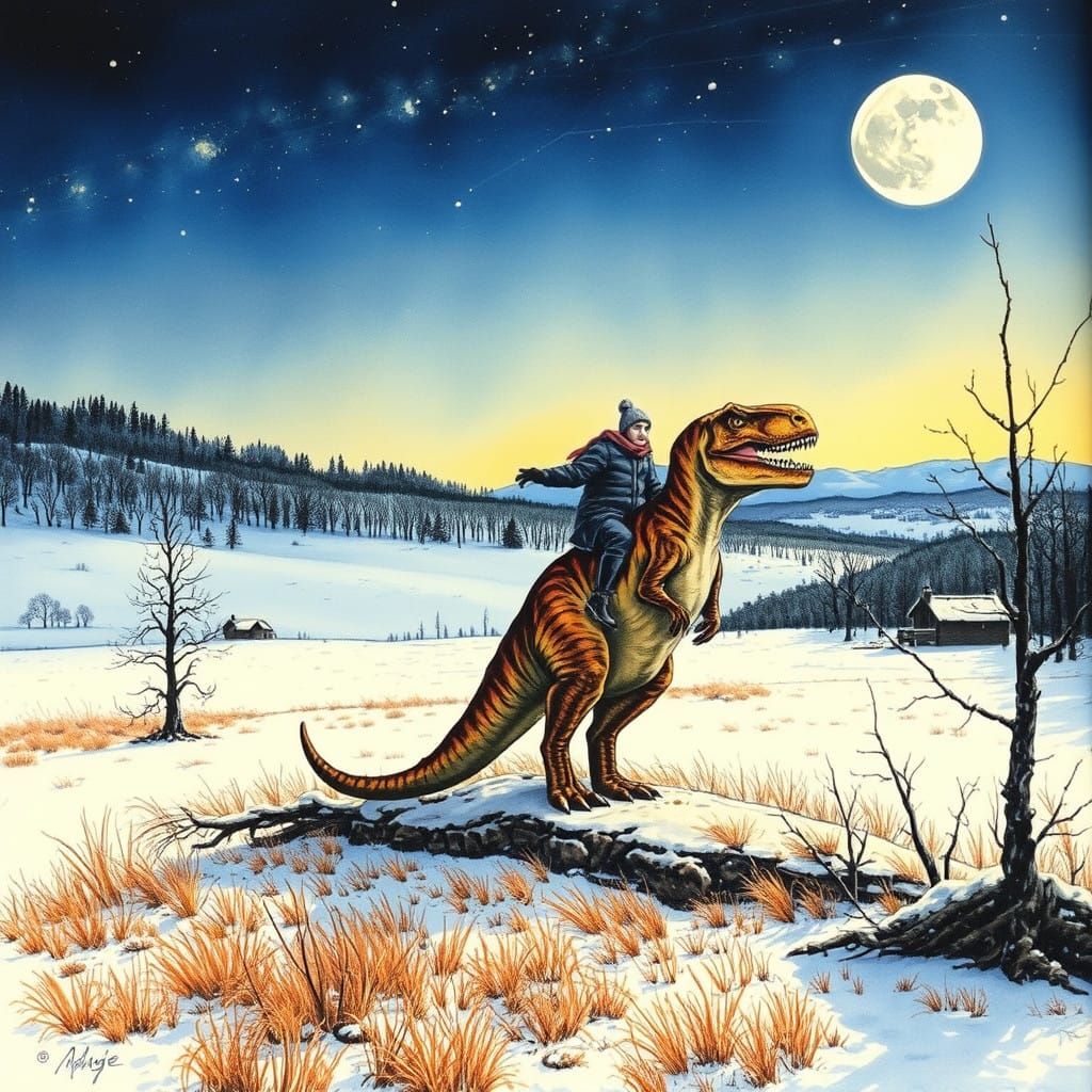 Darth Vader Rides a T-Rex Through a Winter Wonderland in Vib...
