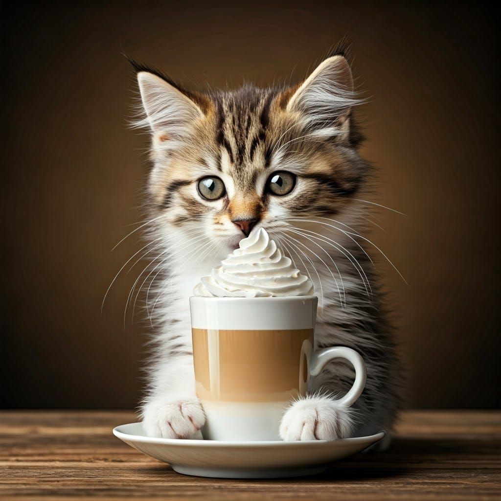 Kitten's Coffee Break: A Whimsical Photography