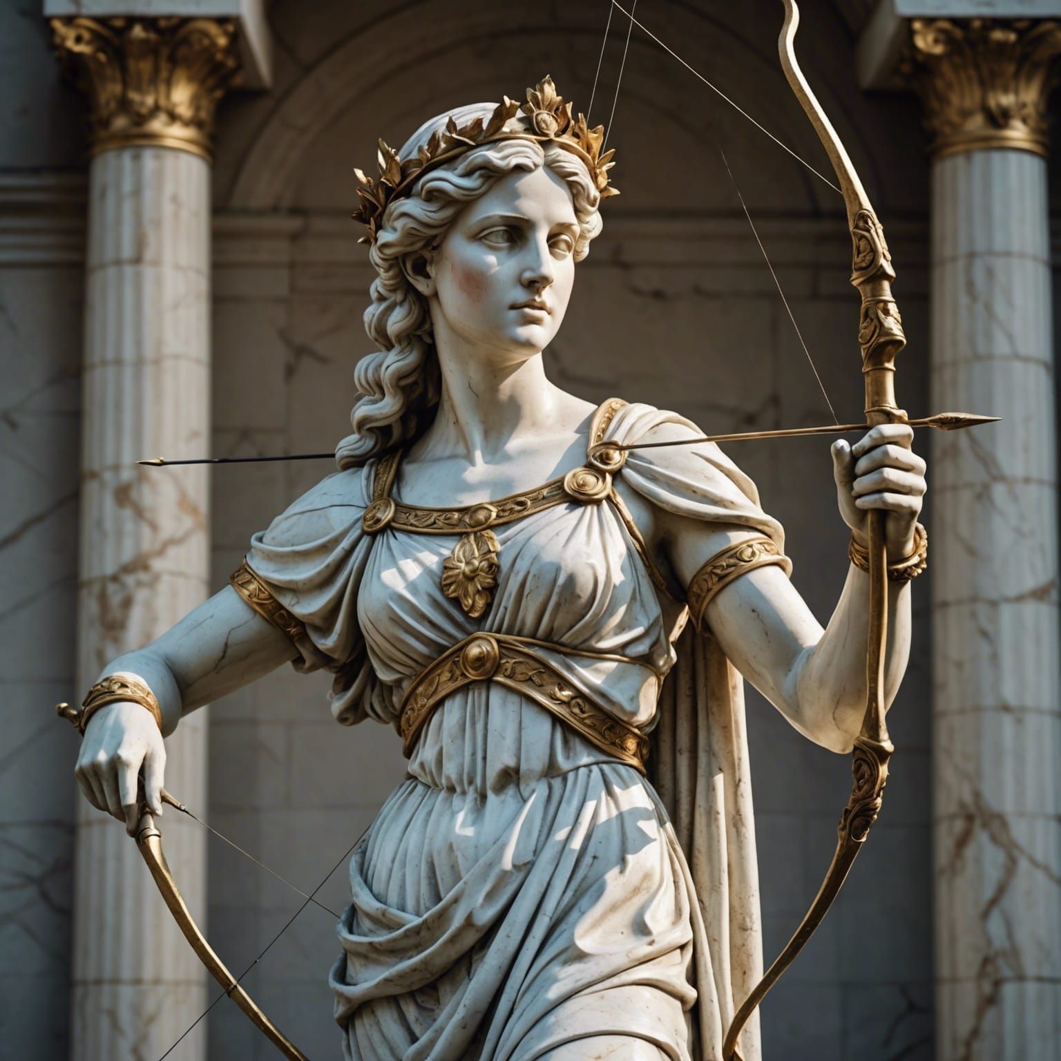 Diana the Archer: Regal Marble Goddess Statue