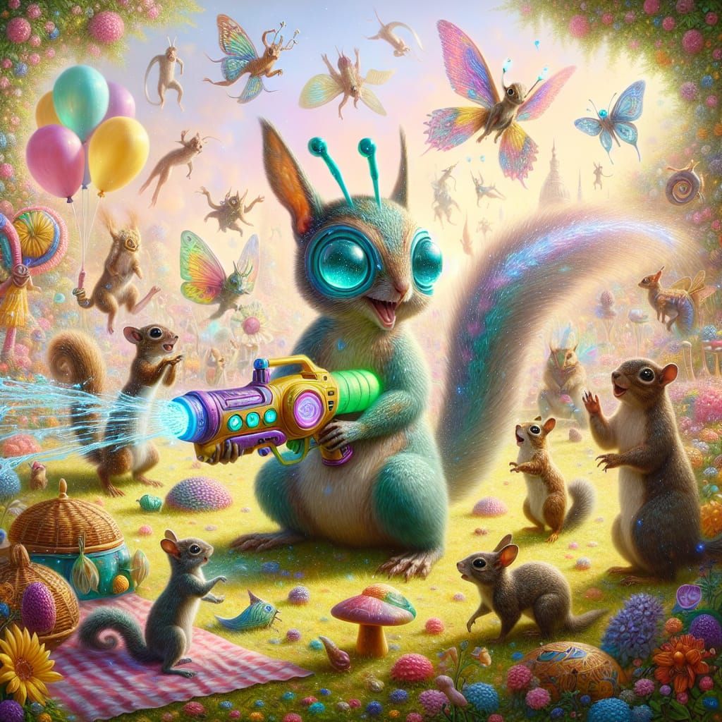 Joyful Multispecies Gathering in Vibrant Park