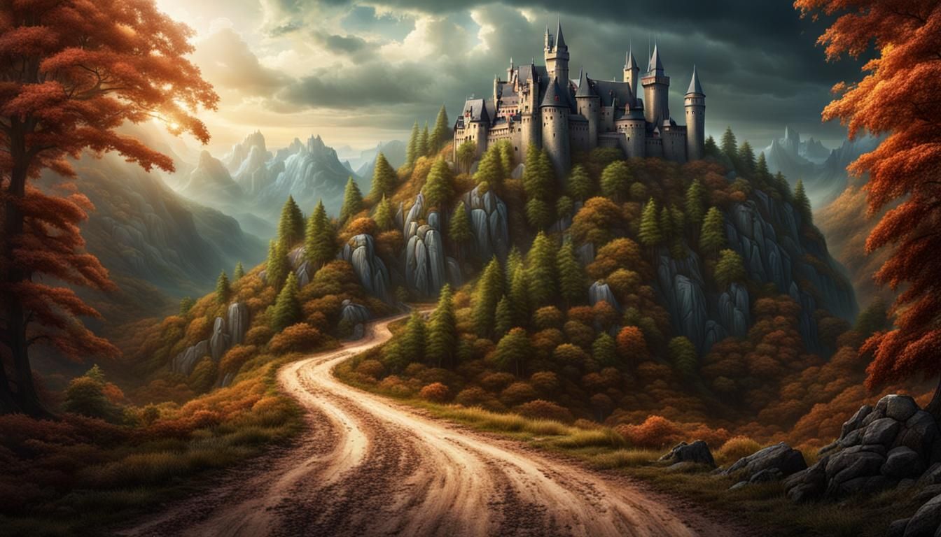 Mountain Road to Vampire Castle in Fantasy Art