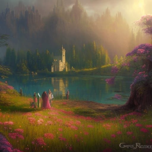 Fairycore Victorian Castle in Spring Sunlight