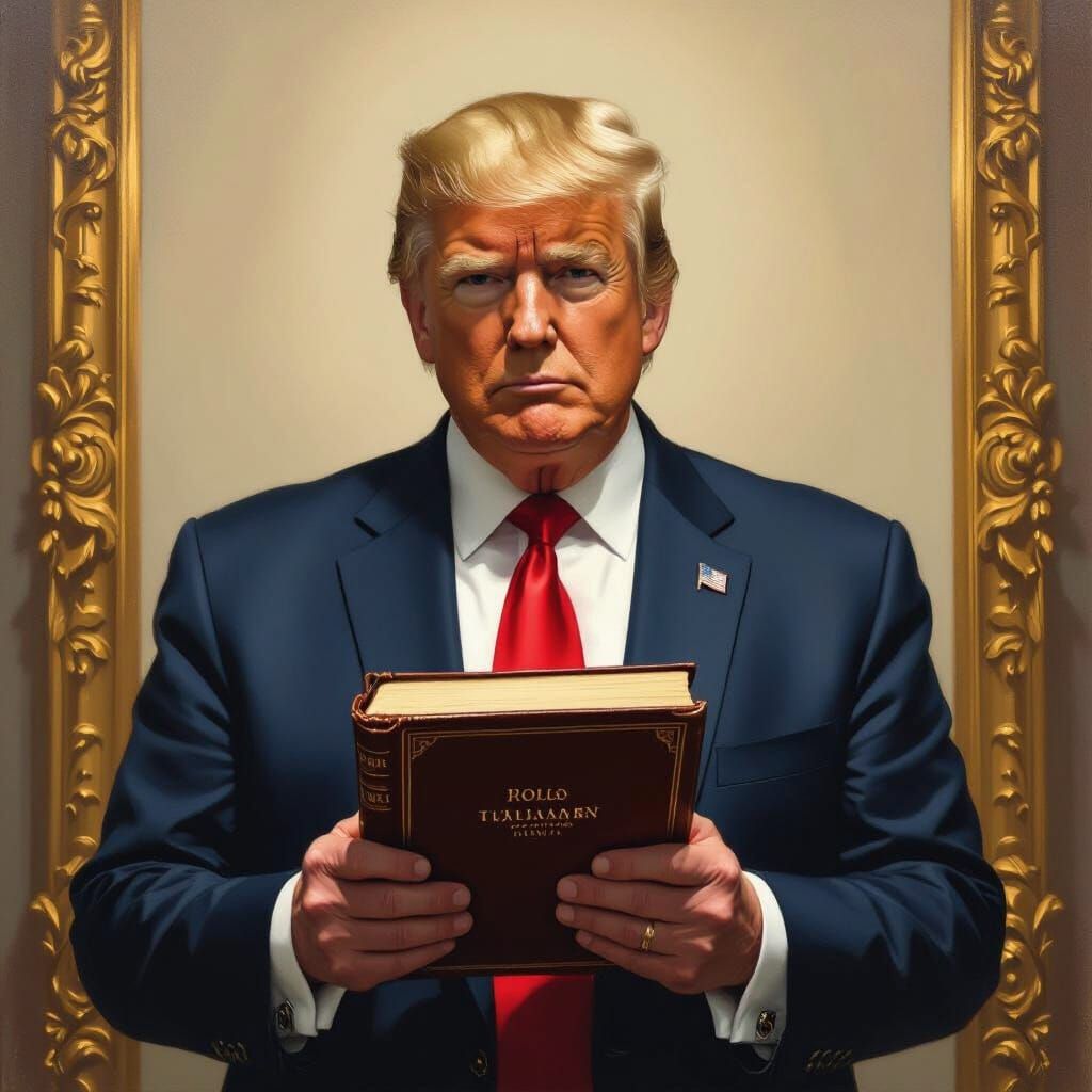 Donald Trump in Dramatic Portrait Holding Bible